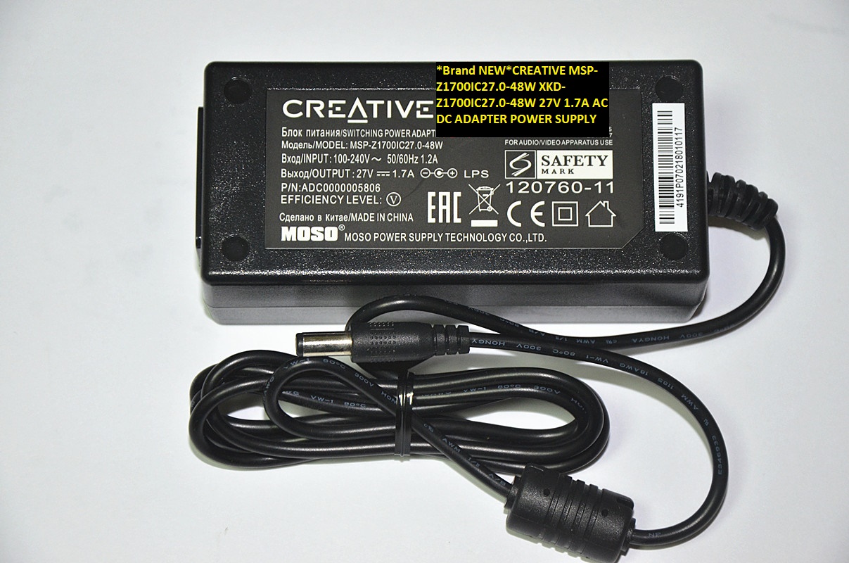 *Brand NEW*CREATIVE MSP-Z1700IC27.0-48W XKD-Z1700IC27.0-48W 27V 1.7A AC DC ADAPTER POWER SUPPLY